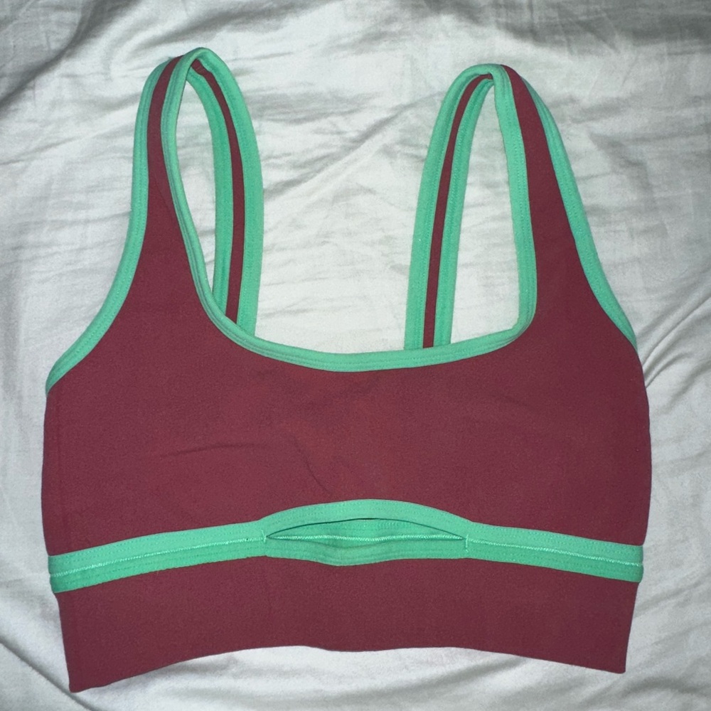 Fabletics Red and Green Sports Bra